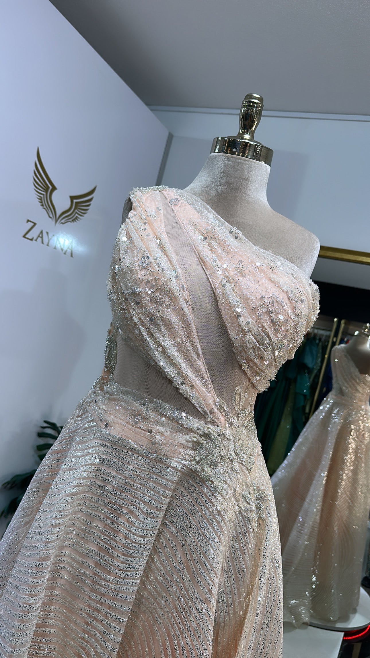 Elegant light pink, beige worked, design, glitter