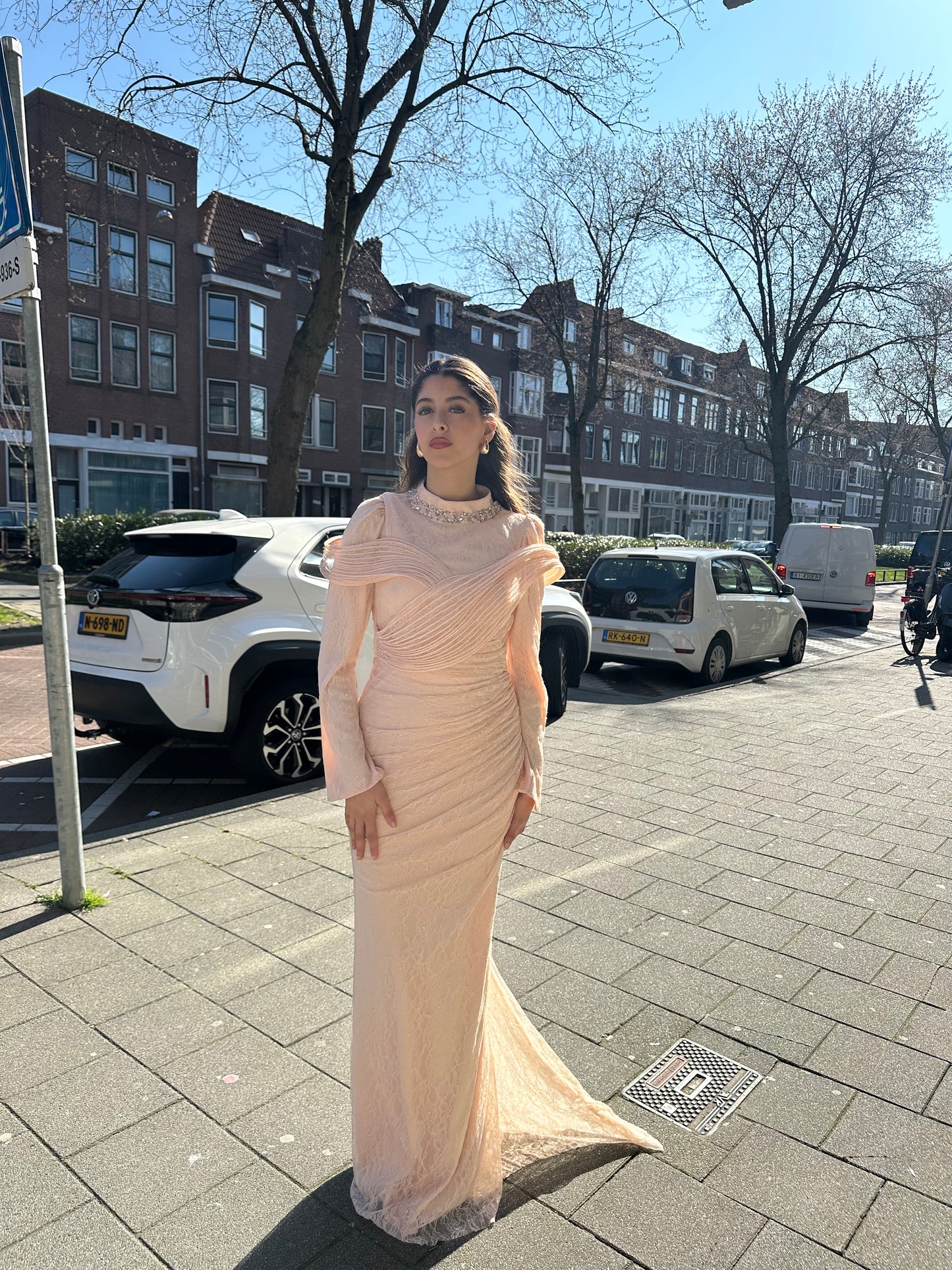 The Zena beige dress