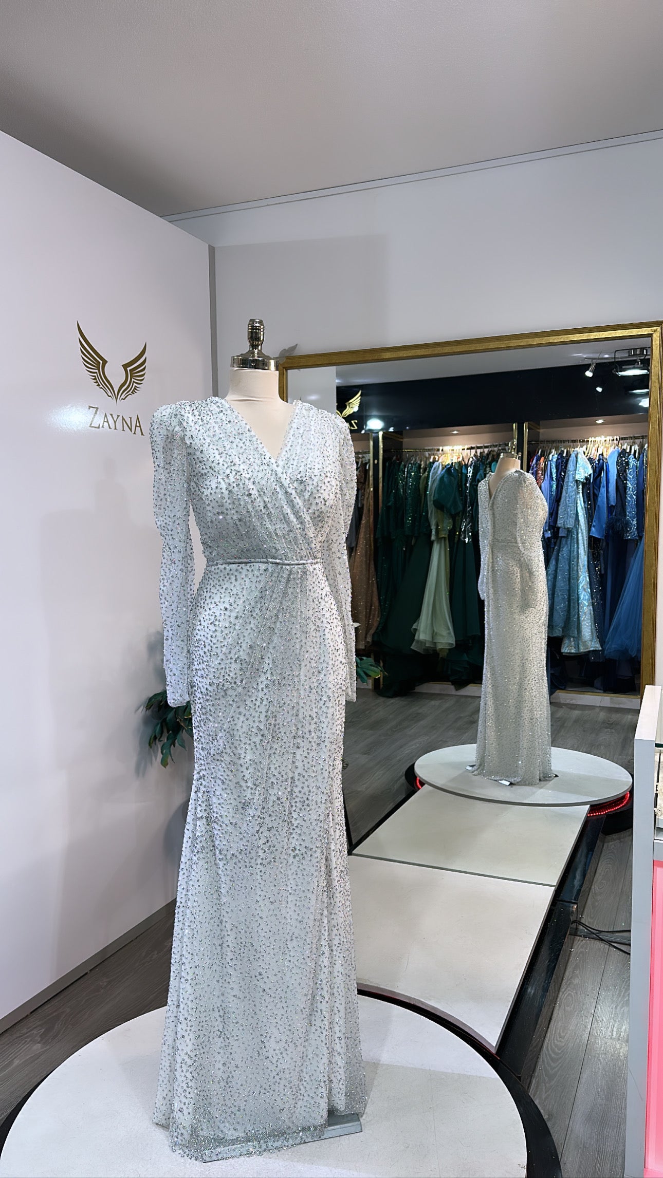 Elegant white royal dress silver glitter, split Zayna Dresses Elegant white royal dress silver glitter, split Zayna Dresses