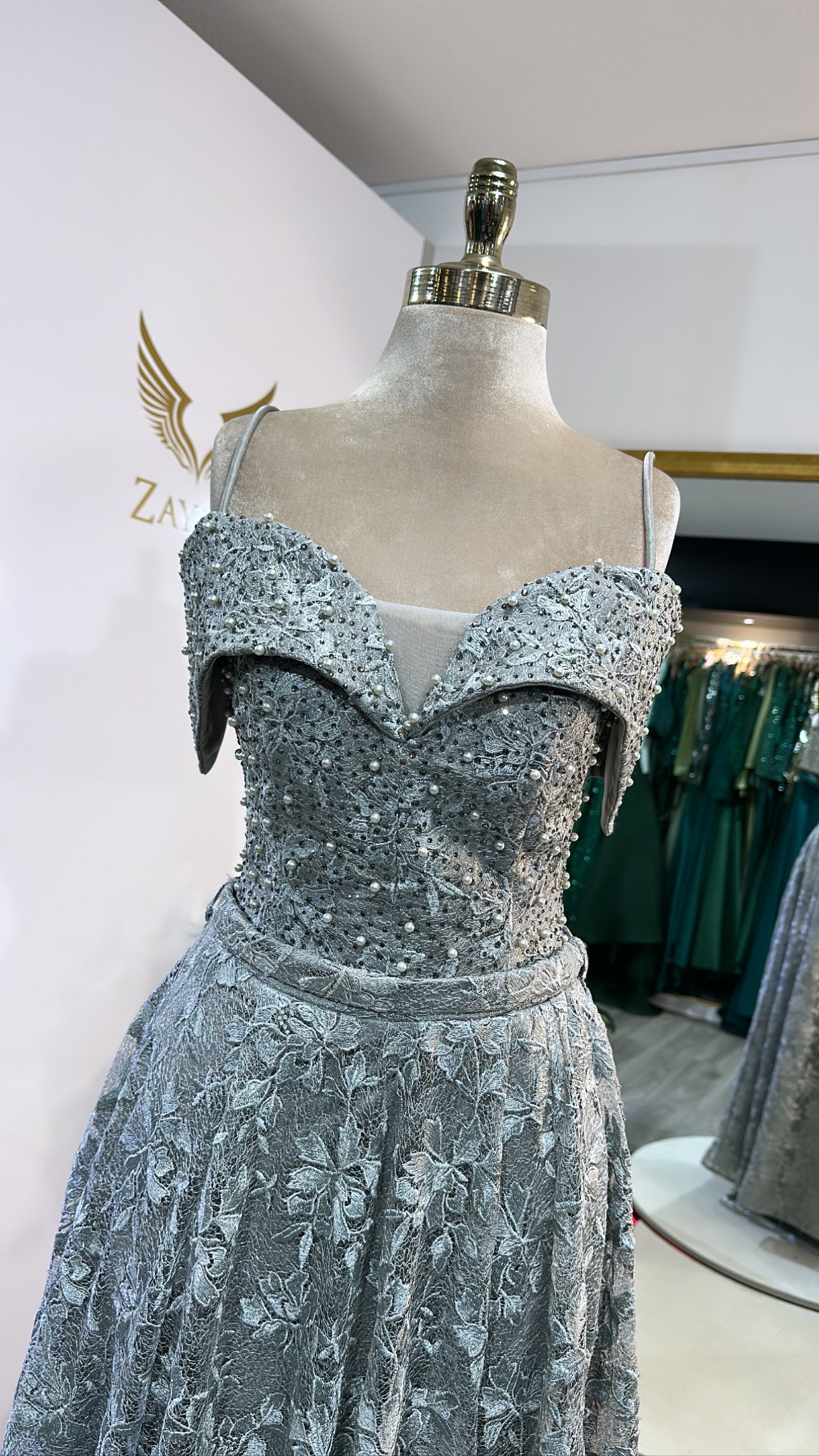 Elegant gray dress A line edited