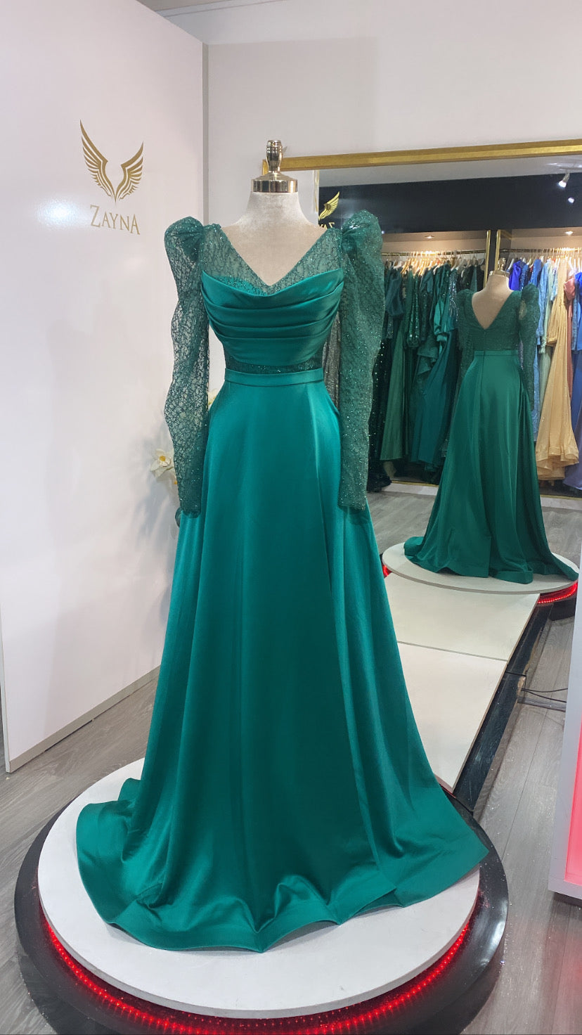 Elegant green dress tulle, satin, design Zayna Dresses Elegant green dress tulle, satin, design Zayna Dresses