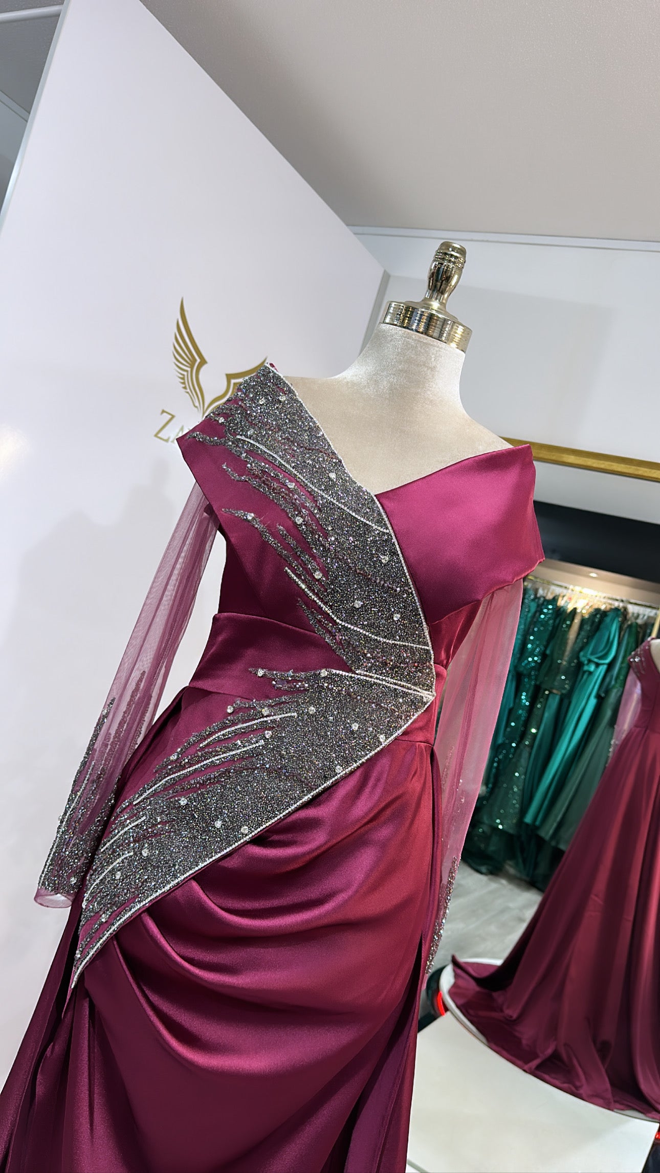 Elegant dark pink dress edited. satin,sleep