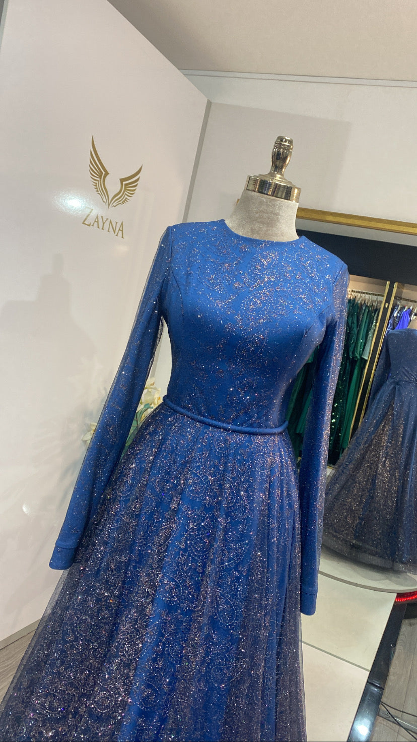 Elegant blue covered dress glitter