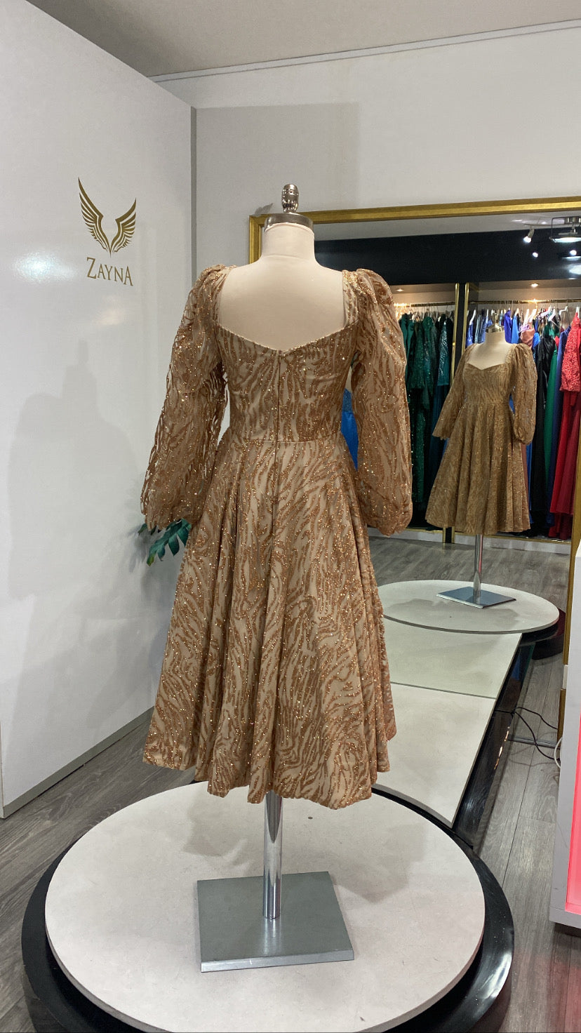 Midi dresses with glitter burgundy, gold dress