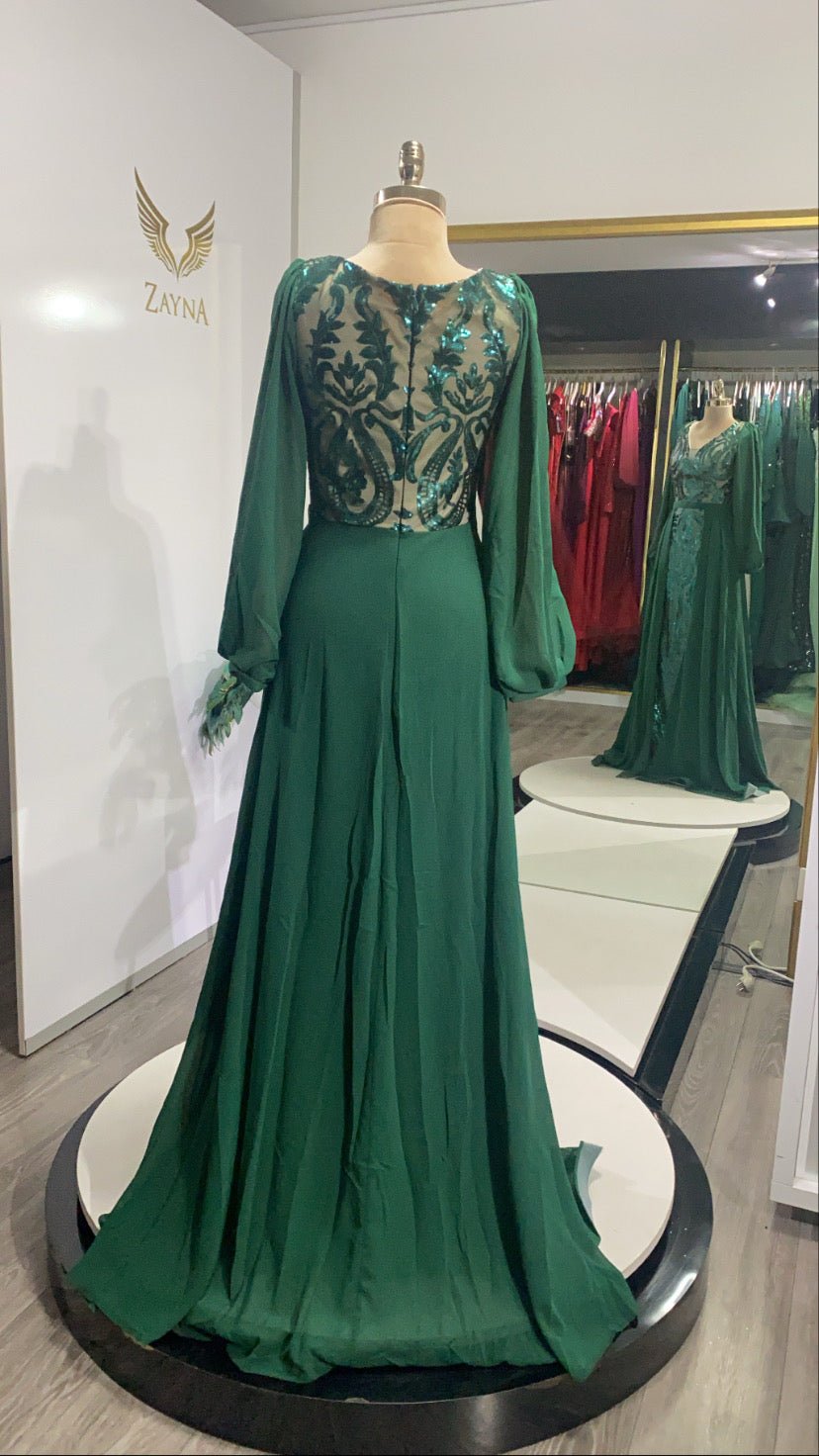 Green long sleeve dress