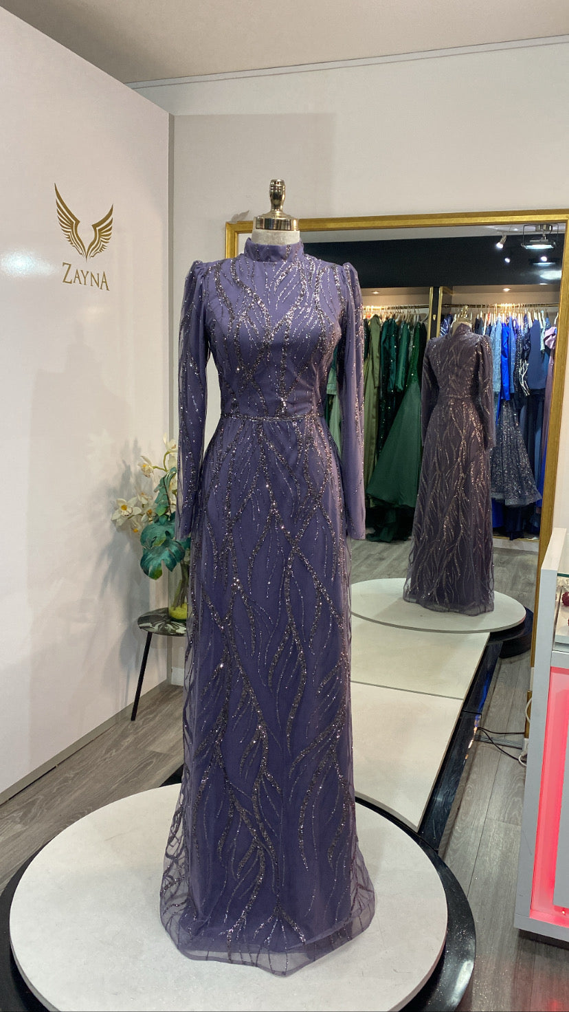 Elegant purple dress covered glitter Zayna Dresses Elegant purple dress covered glitter Zayna Dresses