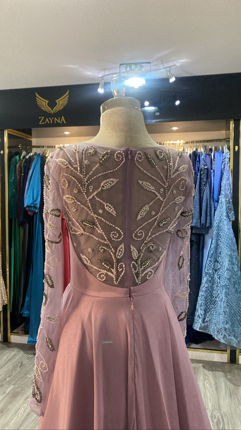 Elegant light purple dress crafted design