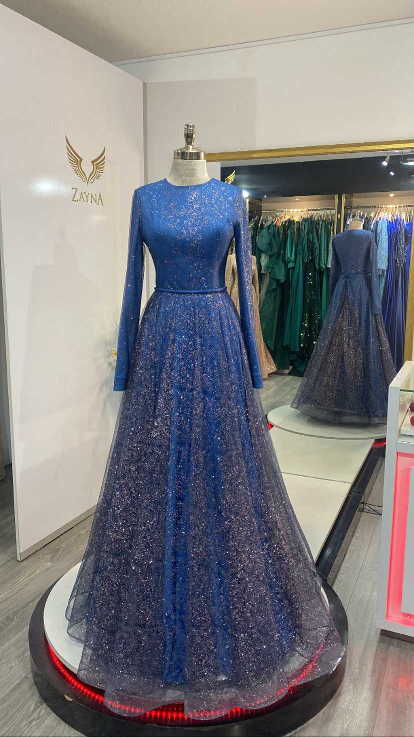 Elegant blue covered dress glitter