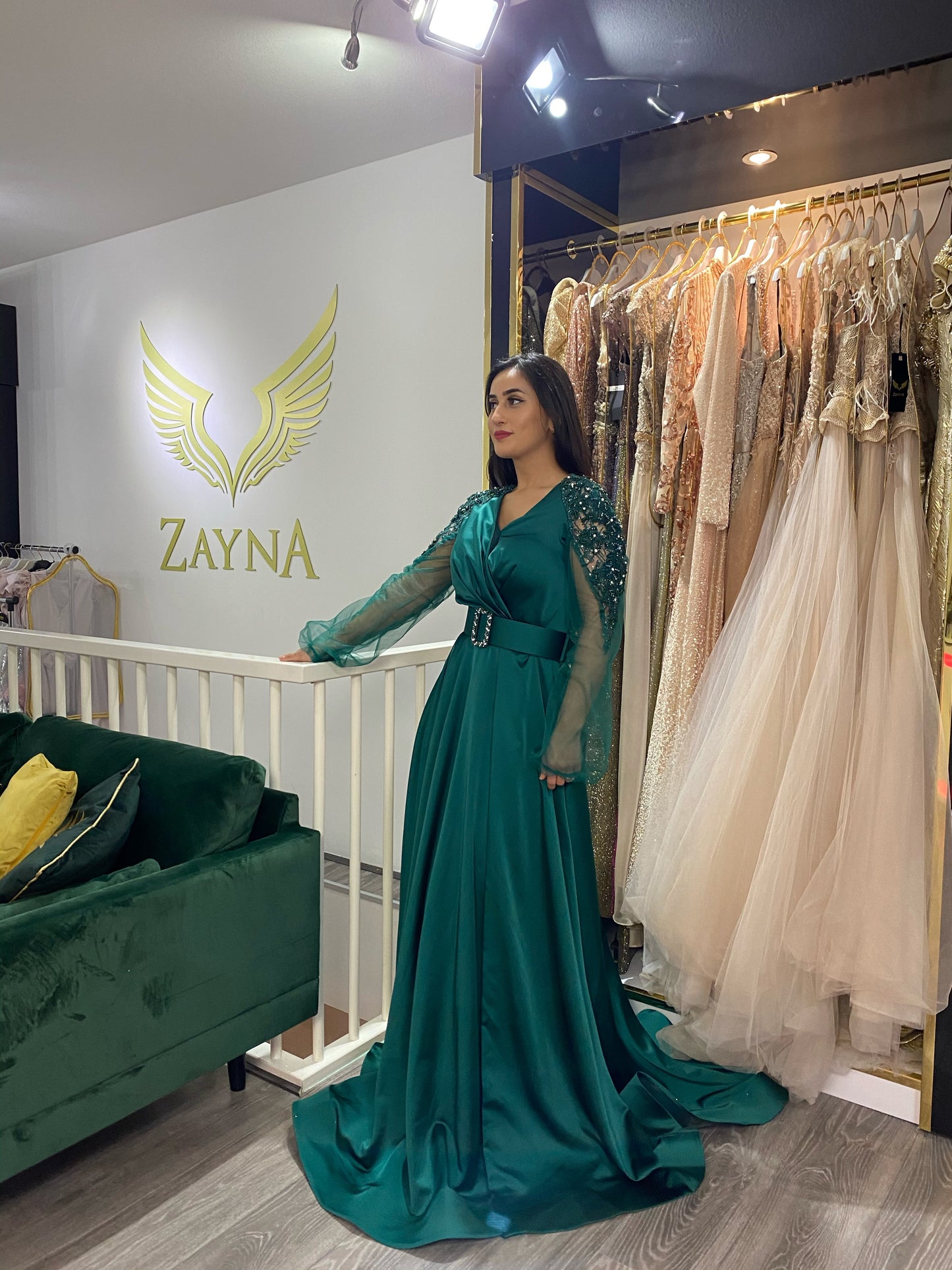 Petrol Green dress with embroidered beads