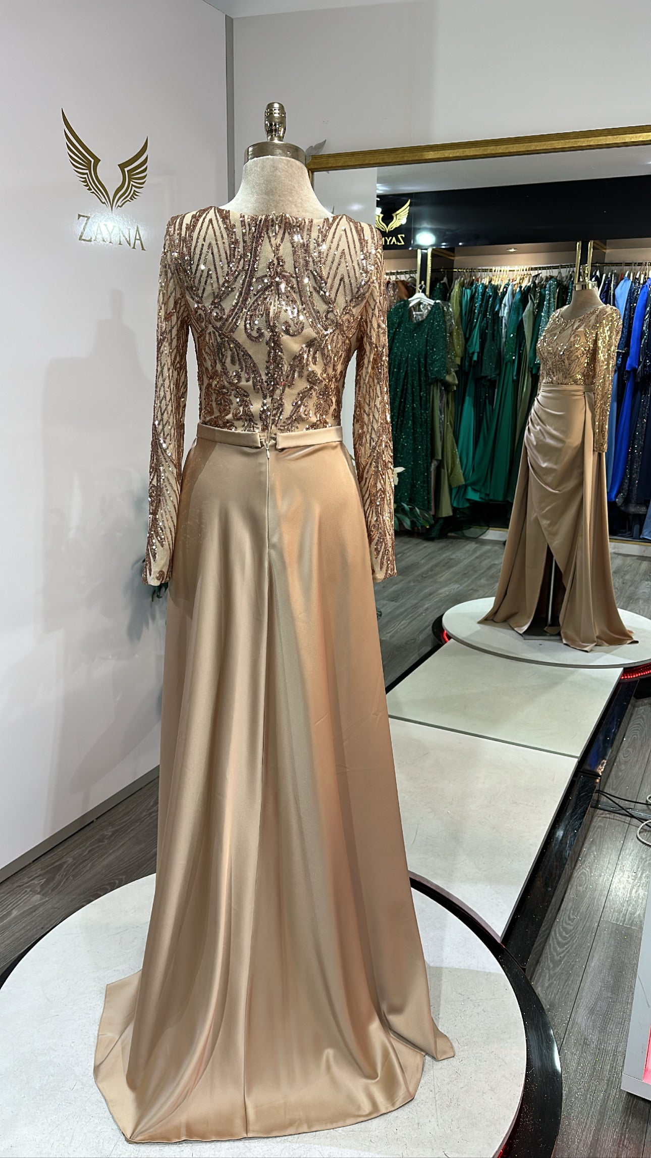 Elegant gold dress satin