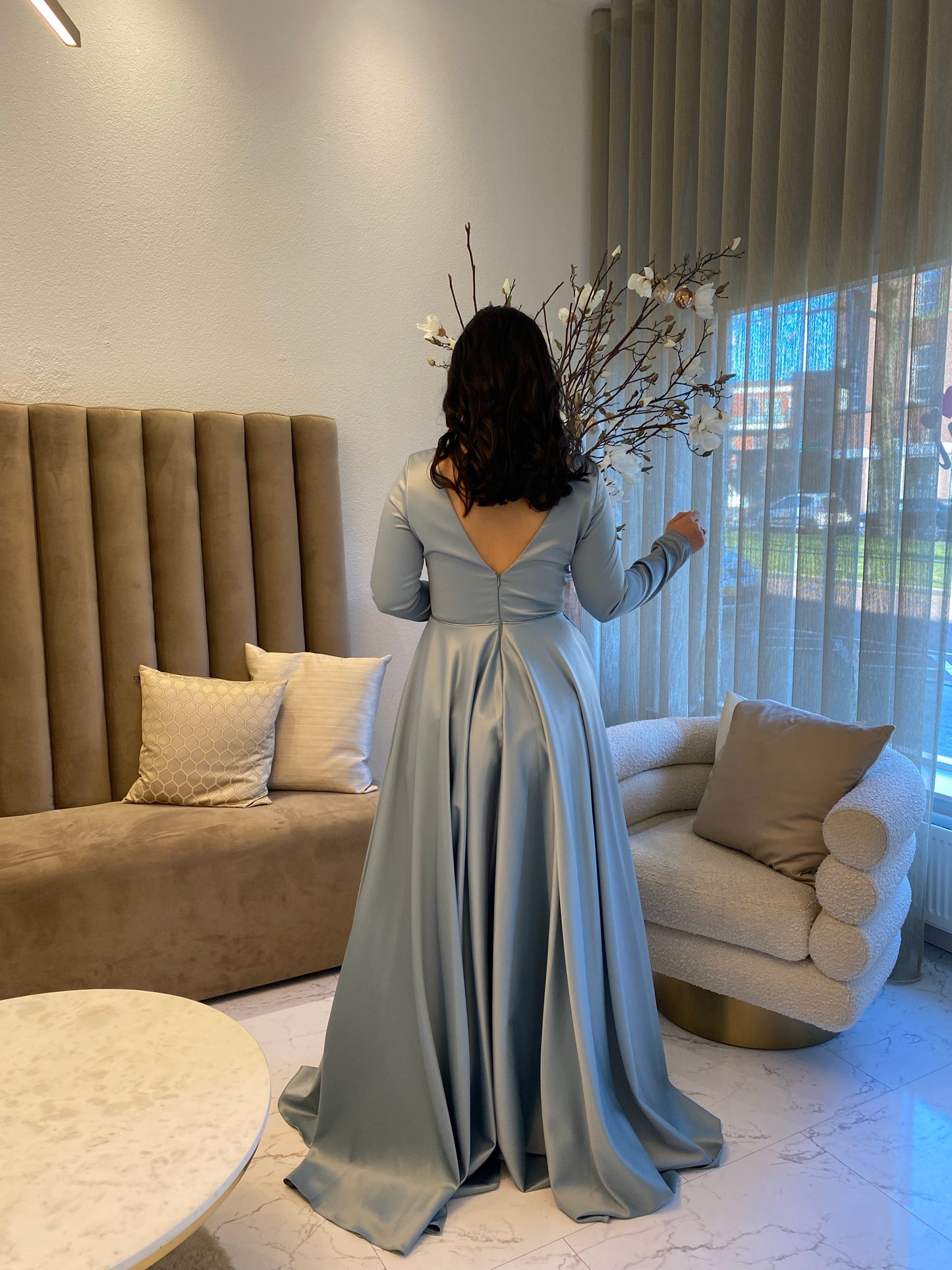 Mint Green Satin Gown