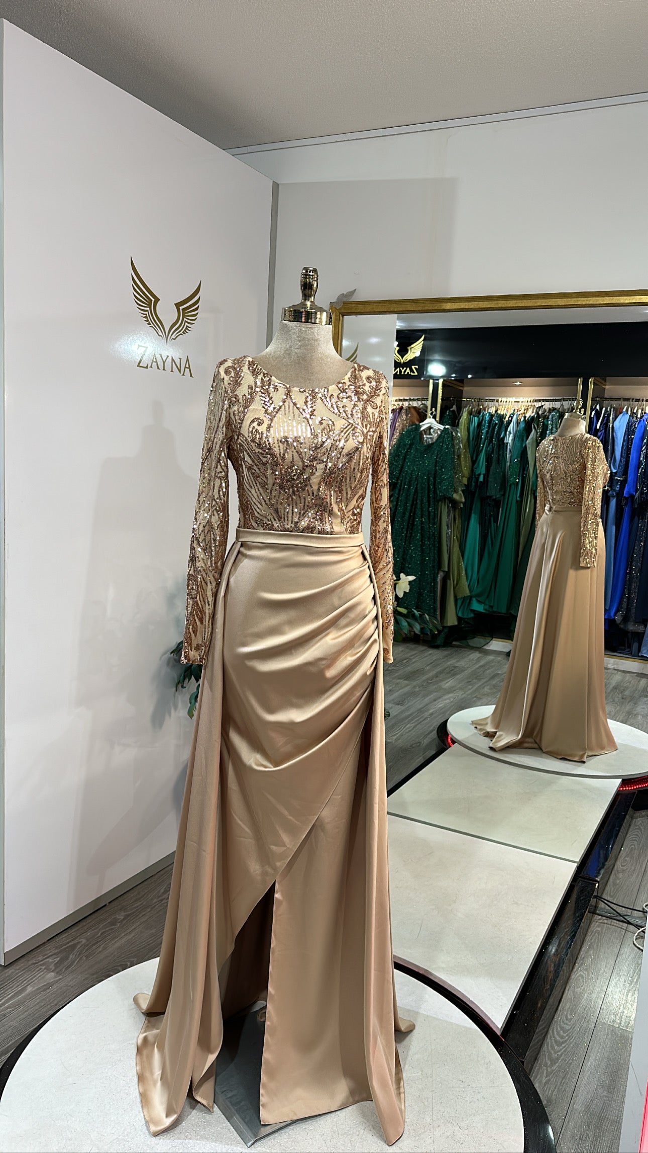 Elegant gold dress satin – Zayna Dresses - Main Image