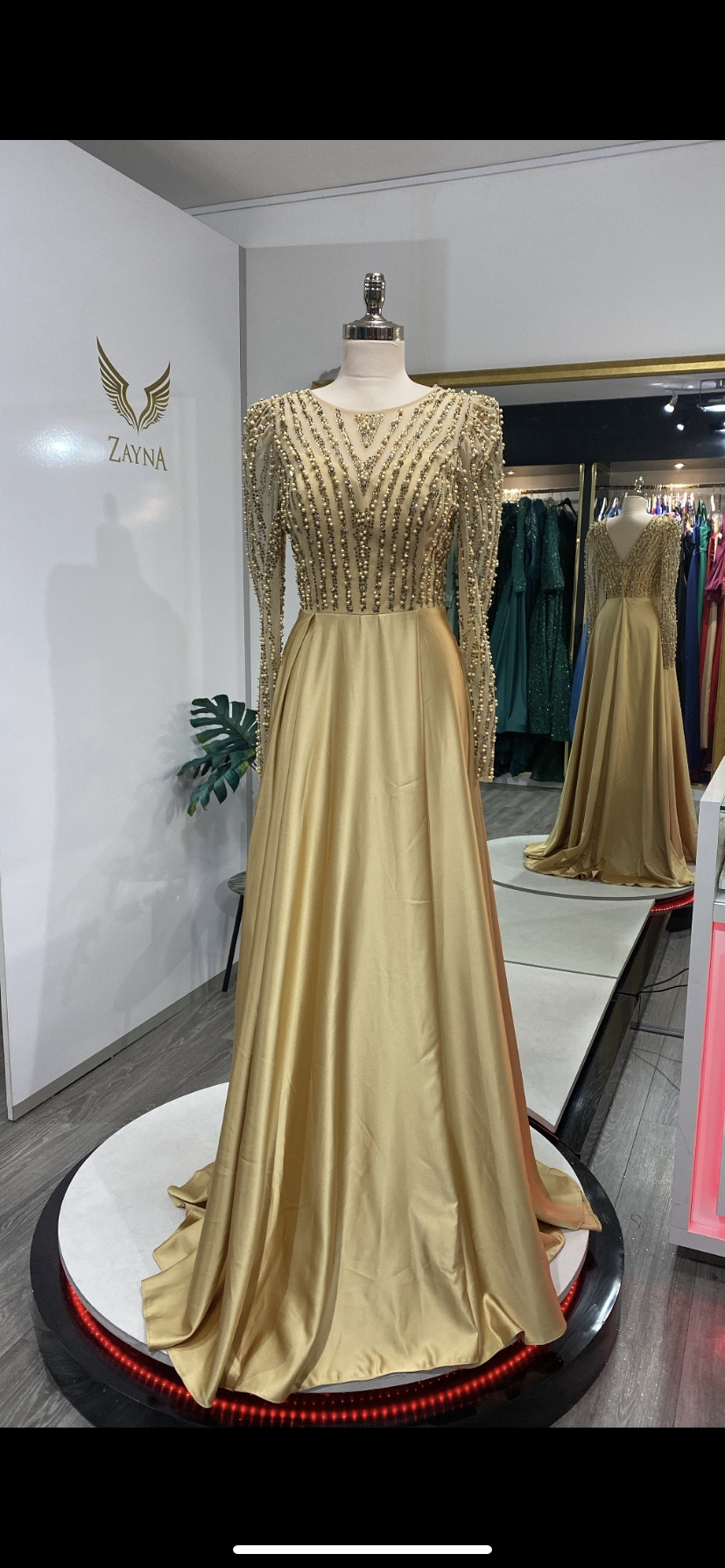 Crafted satin elegant yellow dress