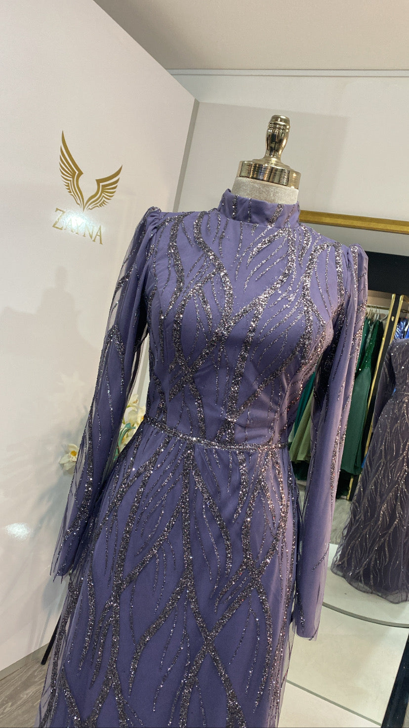 Elegant purple dress covered glitter