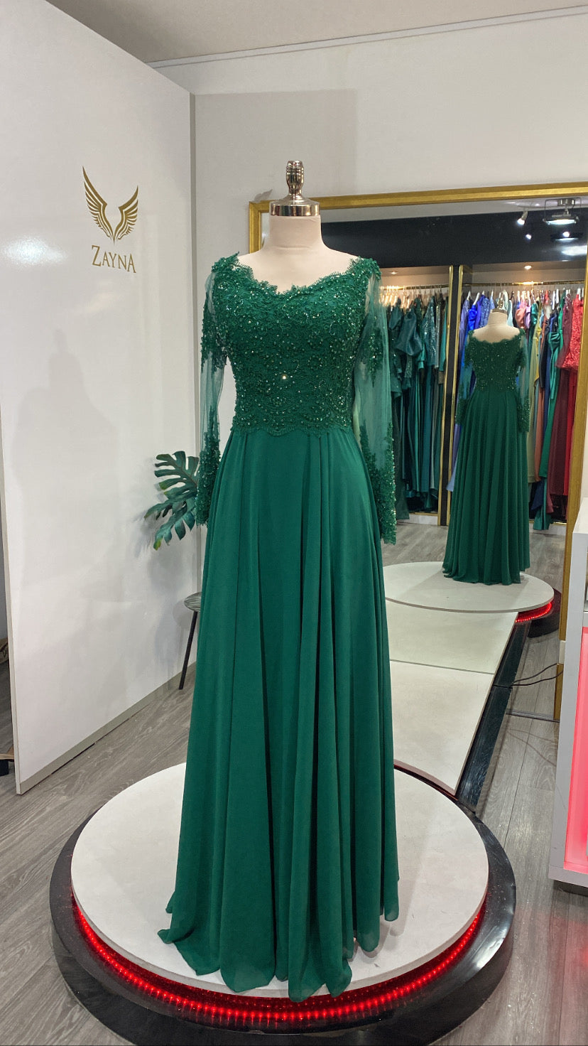 Decorated with beads green dress Zayna Dresses Decorated with beads green dress Zayna Dresses