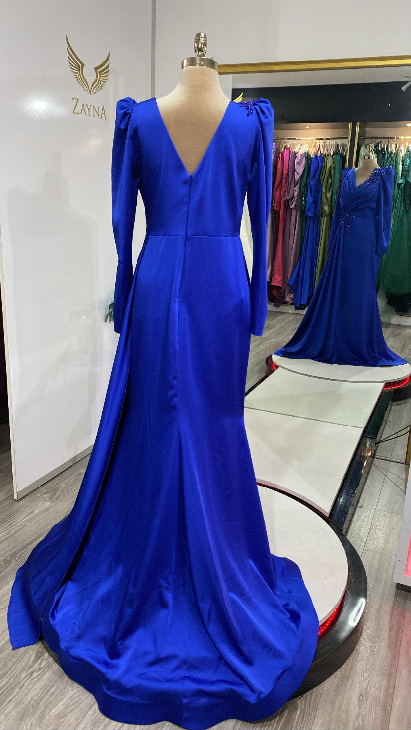 Admiral blue dress with detailed pearls