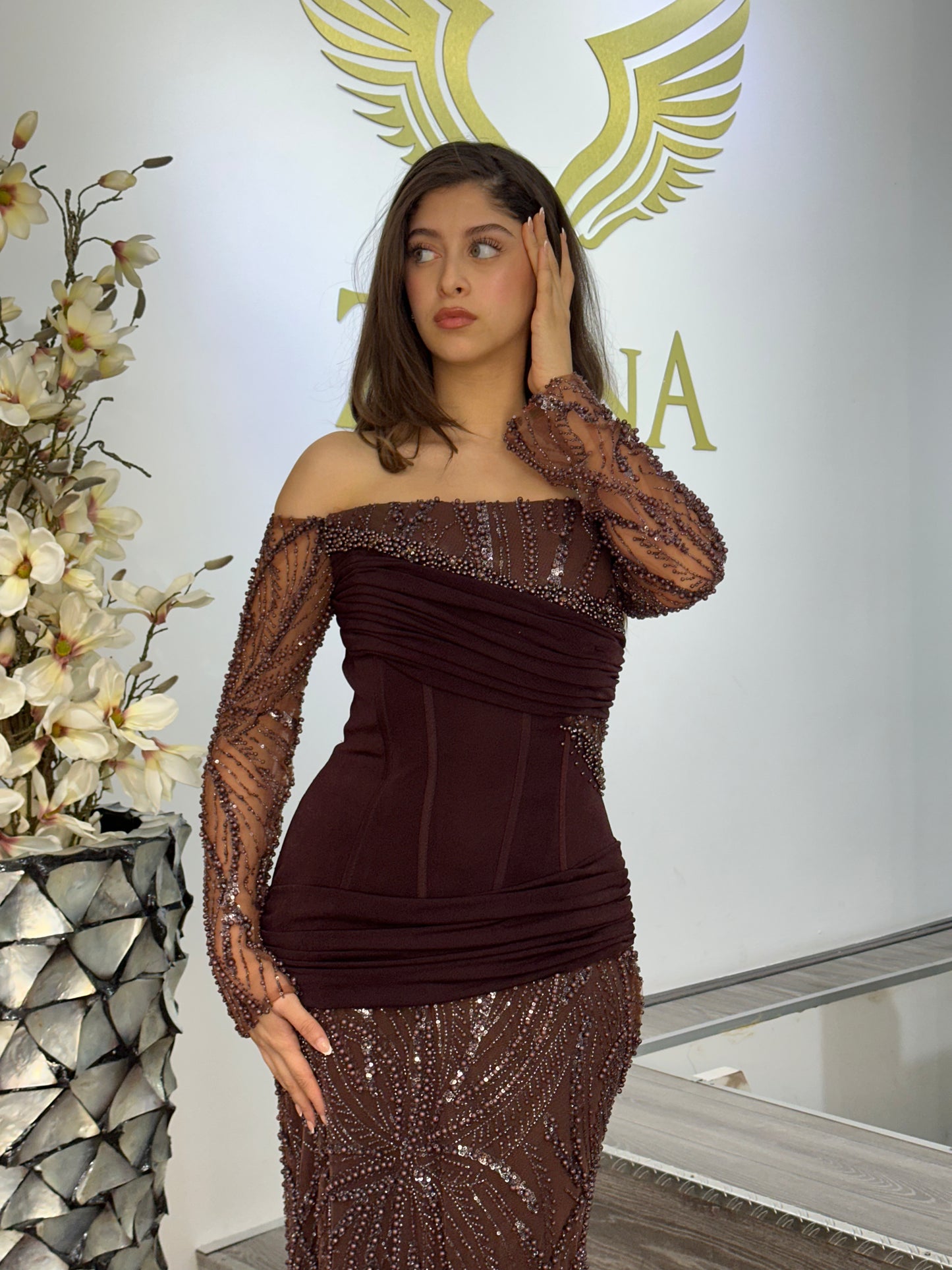 The Neva brown dress