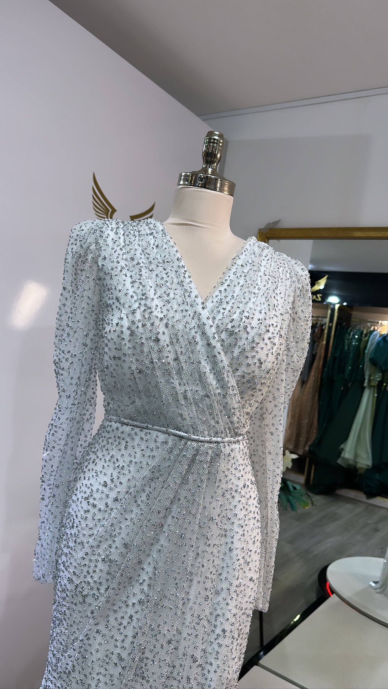 Elegant white royal dress silver glitter, split Zayna Dresses Elegant white royal dress silver glitter, split Zayna Dresses