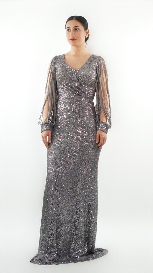Grey sequin maxi dress