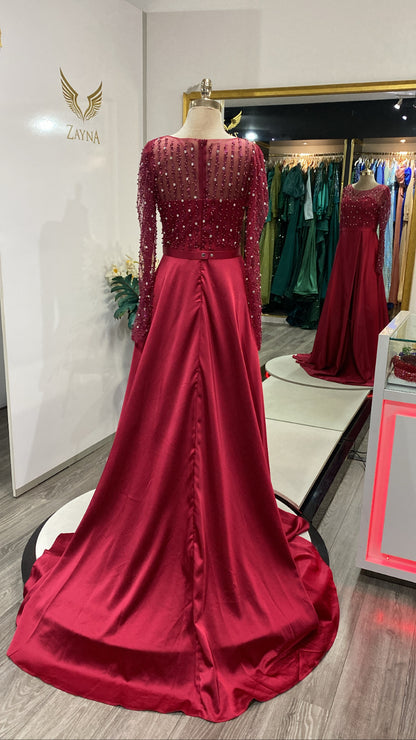 Elegant with beads dark pink dress Zayna Dresses Elegant with beads dark pink dress Zayna Dresses