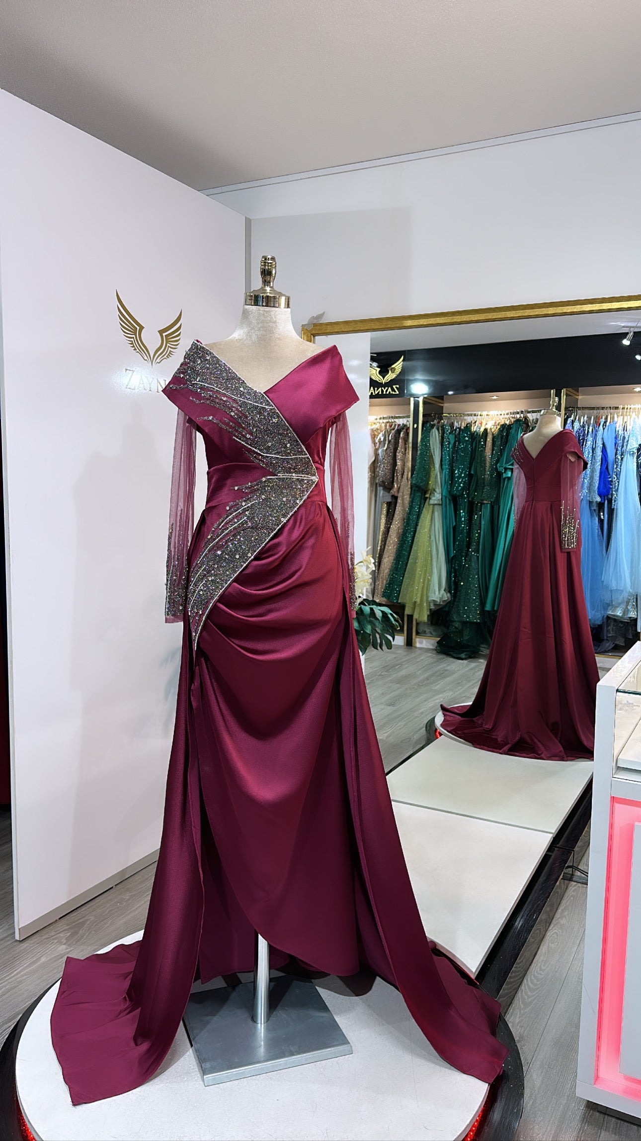 Elegant dark pink dress edited. satin,sleep