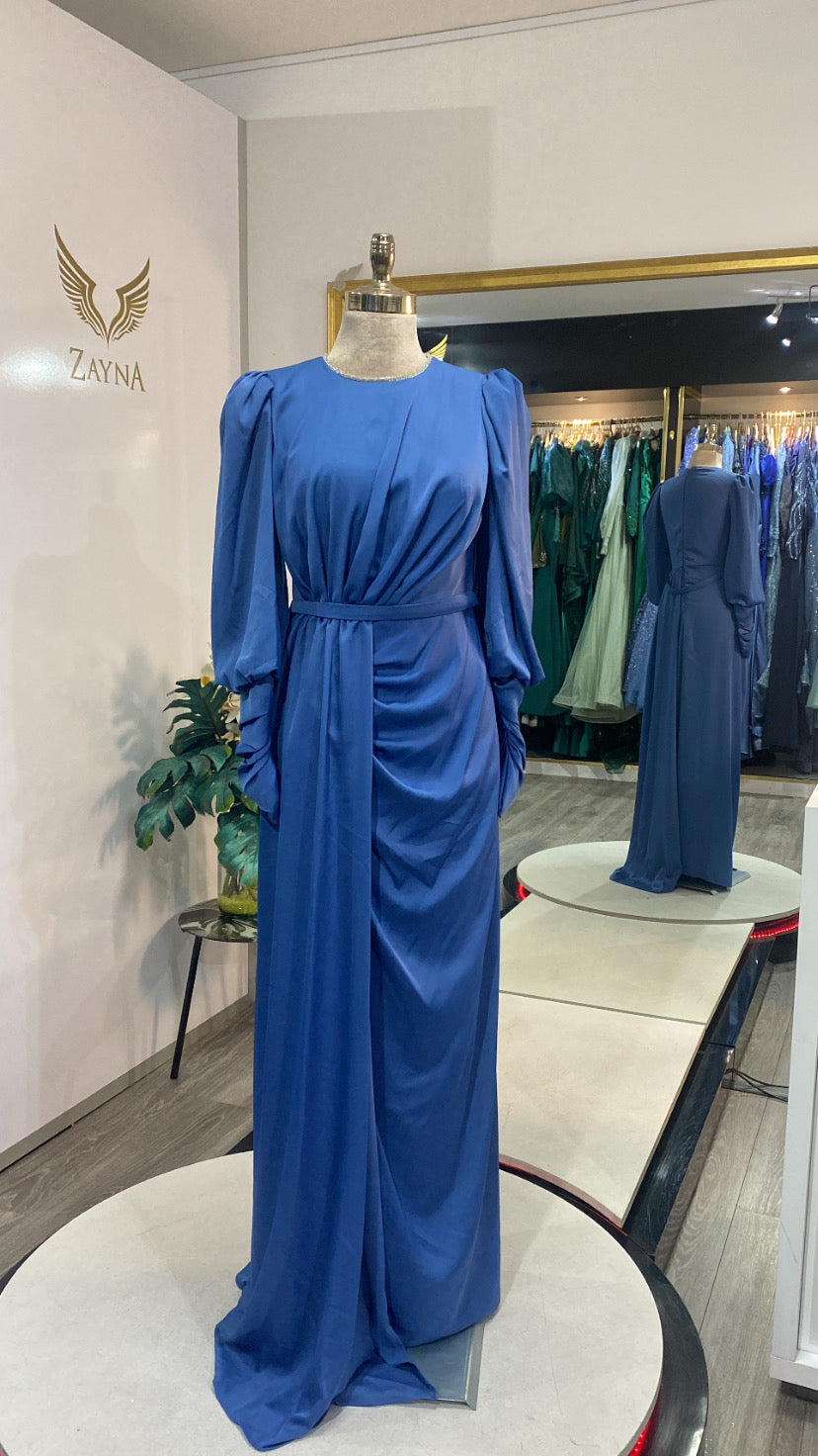 Elegant blue dress satin