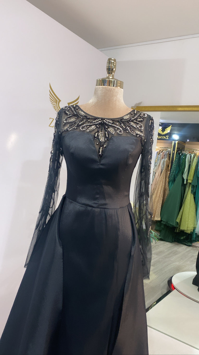 Elegant black dress crafted design