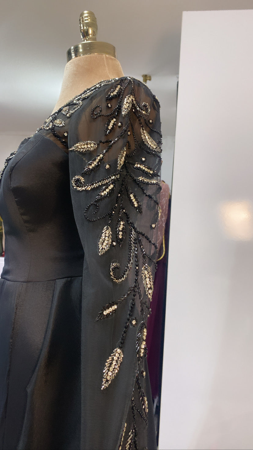Elegant black dress crafted design