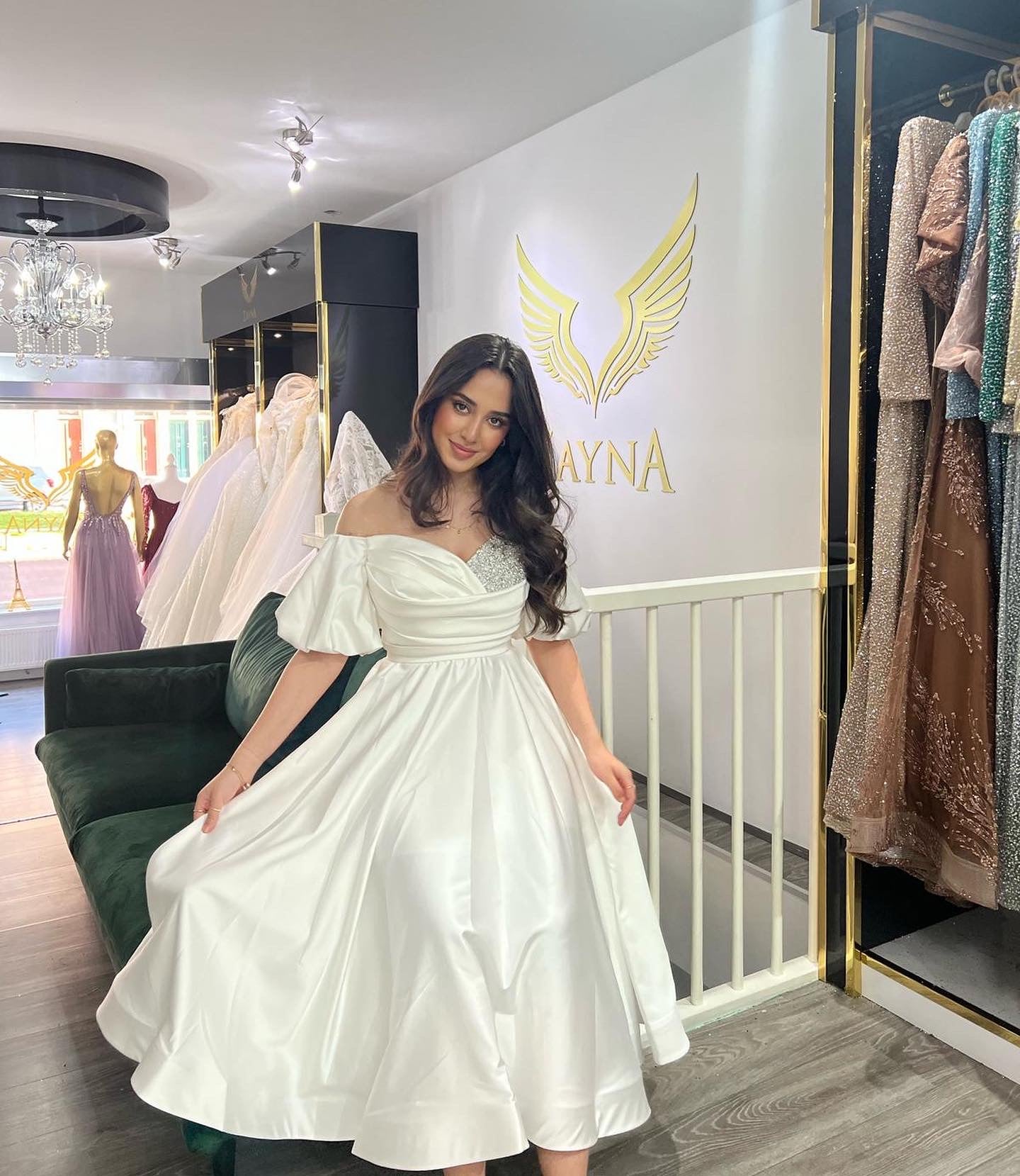 Our beautiful white dress with silver stones