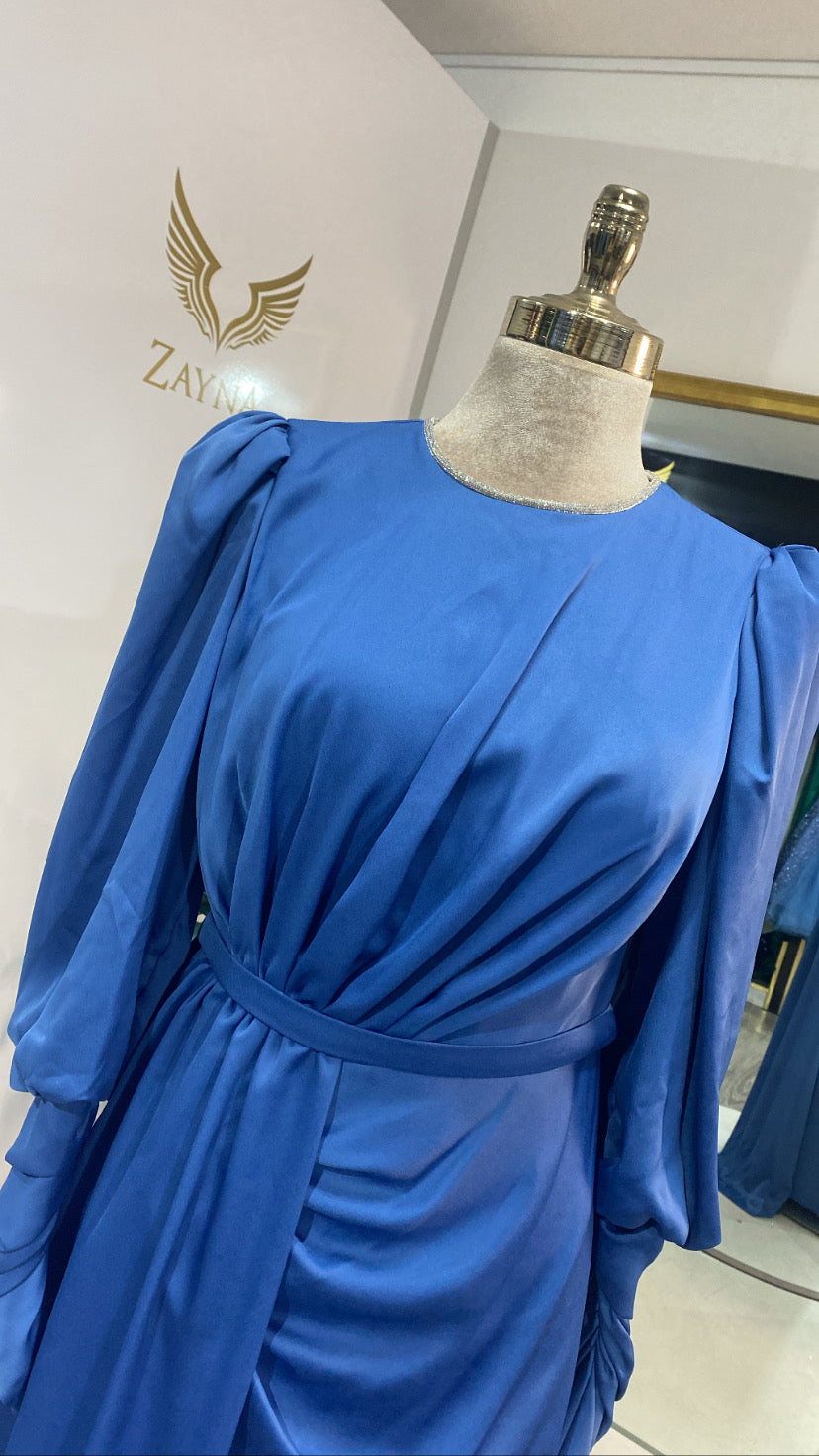 Elegant blue dress satin