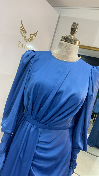 Elegant blue dress satin