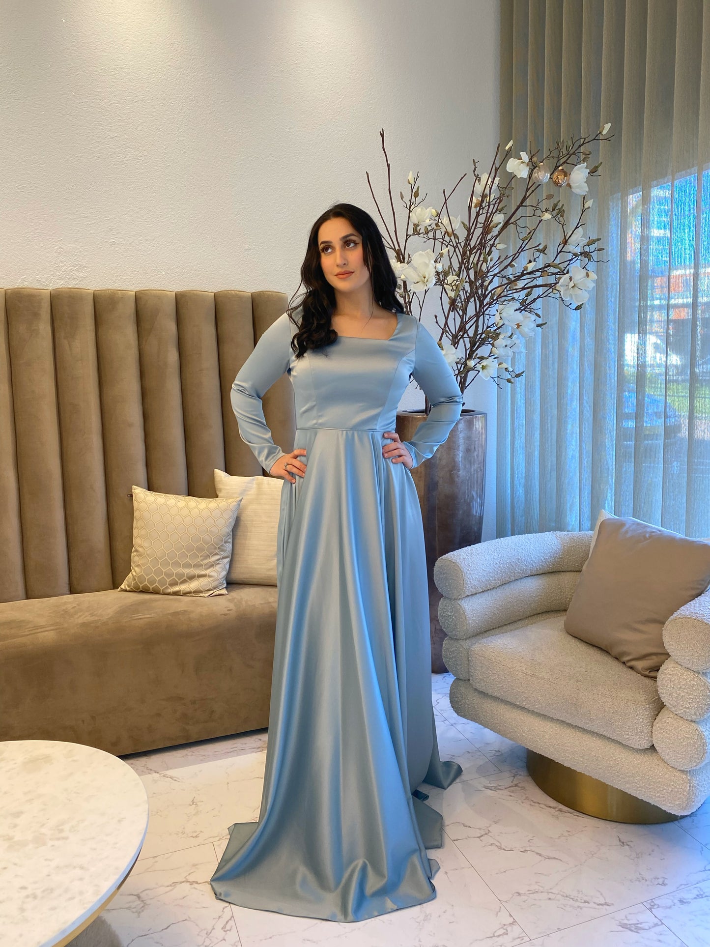 Mint Green Satin Gown